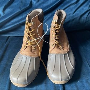 Sperry Leather Duck Rain & Winter Boots Olive Tan US Size 13 NWOT